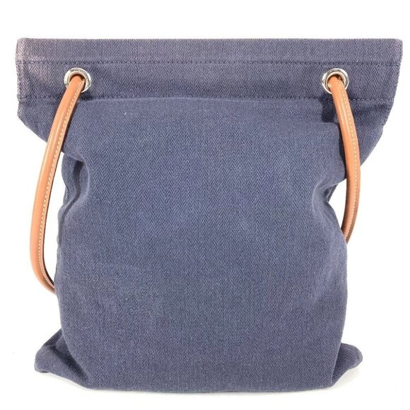 HERMES logo Aline MM Shoulder Bag ToileChevron / Leather Blue indigo Navy/Red - Picture 2 of 16